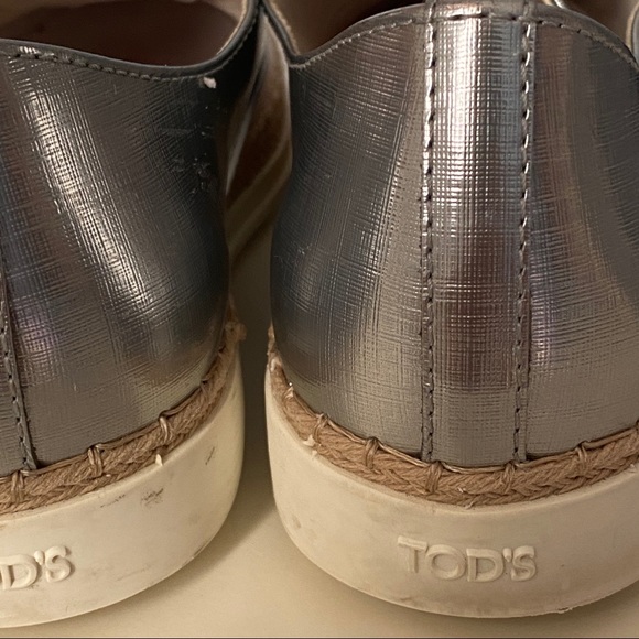 Tod’s white silver leather Espadrille slip on Sneakers Size 35